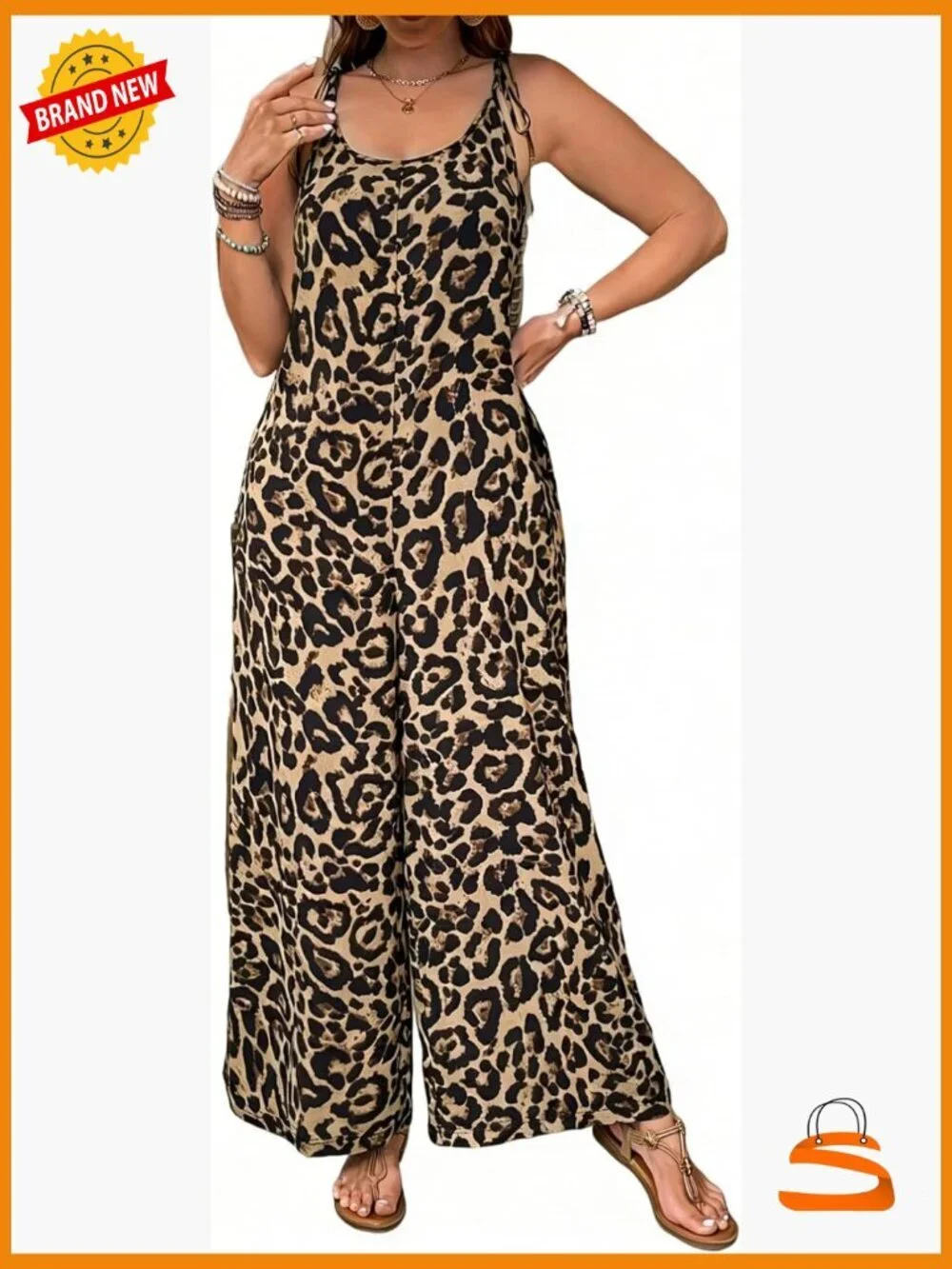 Womens Spaghetti Strap Jumpsuit Wide Leg Romper Casual Loose Fit